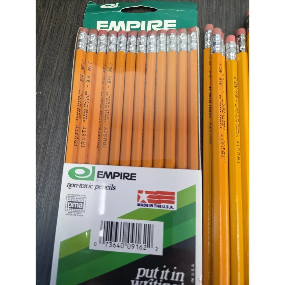 Vintage Empire #2 Trusty Pencils (1) Pack of 12 + 21  Yellow Non-Toxic USA Made